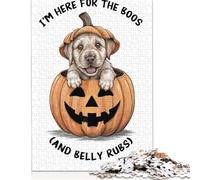 Rompecabezas Rectangular de Halloween de Calabaza y Cachorro, cartón 100% Reciclado, Adultos, 1000 Piezas (38 x 26 cm)