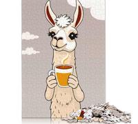 Rompecabezas Rectangular de Llama con café, 100% cartón Reciclado, Ideal para Adultos y niños 1000 Piezas (75 x 50 cm).