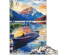 Rompecabezas Rectangular de Papel 100% Reciclado de Primera Calidad con Atardecer en el Lago de montaña, Ideal para Mujeres y Hombres, 1000 Piezas (38 x 26 cm)
