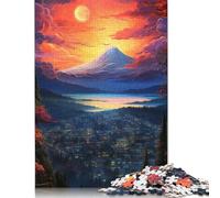 Rompecabezas Rectangular de Papel Atardecer en el Monte Fuji para Adultos y niños, 1000 Piezas (75 x 50 cm)