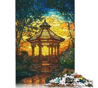 Rompecabezas Rectangular de Papel con cenador de Cristal Dorado para jardín, Divertido para Toda la Familia, para niños y Adultos a Partir de 12 años, Regalo de cumpleaños, 1000 Piezas (38 x 26 cm)