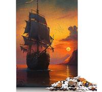 Rompecabezas Rectangular de Papel con diseño de Barco al Atardecer, Ideal para familias, para niños y Adultos a Partir de 12 años, Regalo de cumpleaños, 1000 Piezas (75 x 50 cm)