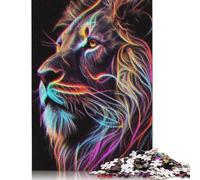 Rompecabezas Rectangular de Papel con diseño de león y líneas de Colores, Ideal para Adultos y niños, 1000 Piezas (75 x 50 cm)