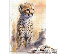 Rompecabezas Rectangular de Papel con diseño de Leopardo bebé, Ideal para niños y Adultos a Partir de 12 años, 1000 Piezas (75 x 50 cm)