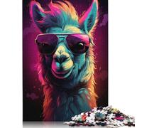 Rompecabezas Rectangular de Papel con diseño de Llama con Gafas de Sol, Ideal para Adultos y niños, 1000 Piezas (26 x 38 cm)