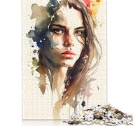 Rompecabezas Rectangular de Papel con diseño de Mujer en Acuarela, Adultos y niños, 1000 Piezas (75 x 50 cm)