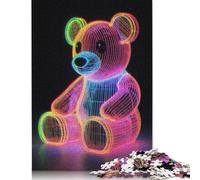 Rompecabezas Rectangular de Papel con diseño de Oso de Juguete con diseño de líneas, Ideal para el Día del Padre, 1000 Piezas (26 x 38 cm)