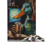 Rompecabezas Rectangular de Papel con diseño de Pato y Cerveza, Ideal para familias, para niños y Adultos a Partir de 12 años, Regalo de cumpleaños, 1000 Piezas (26 x 38 cm)