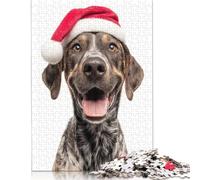 Rompecabezas Rectangular de Papel con diseño de Perro Plott con Gorro de Papá Noel, Ideal para Relajarse, niño o niña, 1000 Piezas (75 x 50 cm)