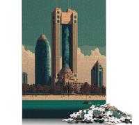 Rompecabezas Rectangular de Papel con diseño de píxeles de Abu Dhabi, cumpleaños de niño o niña, 1000 Piezas (75 x 50 cm)