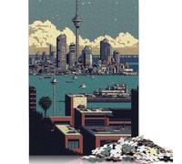 Rompecabezas Rectangular de Papel con diseño de píxeles de Auckland, Ideal para Adultos y niños, 1000 Piezas (26 x 38 cm)