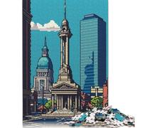 Rompecabezas Rectangular de Papel con diseño de píxeles de Indianápolis, Ideal para el Día del Padre, 1000 Piezas (75 x 50 cm)