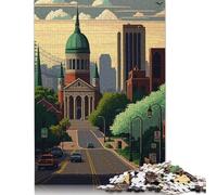 Rompecabezas Rectangular de Papel con diseño de píxeles de St. Louis, cumpleaños de niño o niña, 1000 Piezas (26 x 38 cm)