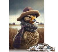 Rompecabezas Rectangular de Papel con Forma de Pato y Gorro cálido, Ideal para familias, Día del Niño, 1000 Piezas (75 x 50 cm)