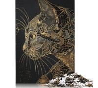 Rompecabezas Rectangular de Papel con póster de Gato Dorado para Adultos y Adolescentes, 1000 Piezas (26 x 38 cm)