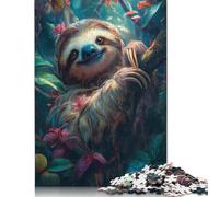 Rompecabezas Rectangular de Papel con un Lindo Perezoso en la Selva Tropical, Ideal para Adultos y niños, 1000 Piezas (75 x 50 cm)