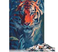 Rompecabezas Rectangular de Papel El Tigre Tranquilo, Juguete de relajación, Ideal para el Día del Padre, 1000 Piezas (26 x 38 cm)