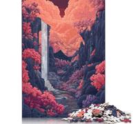Rompecabezas Rectangular de Papel Entrelazado de Cascada y Valle en ruinas, de precisión, para Adultos y niños, 1000 Piezas (38 x 26 cm)