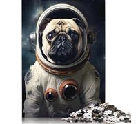 Rompecabezas Rectangular de Papel Entrelazado de Perro Carlino y Astronauta, de precisión, para Adultos y niños, 1000 Piezas (75 x 50 cm)