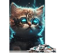 Rompecabezas Rectangular de Papel Entrelazado de un Lindo Gato soñando, 1000 Piezas (75 x 50 cm)