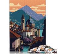 Rompecabezas Rectangular de Papel Lugano Pixel Art Relax Challenge, Ideal para el Día del Padre, 1000 Piezas (26 x 38 cm)