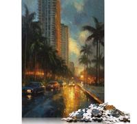 Rompecabezas Rectangular de Papel Miami Beauty USA para Adultos, 1000 Piezas (38 x 26 cm)