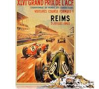 Rompecabezas Rectangular Grand Prix ACF Reims de cartón 100% Reciclado, Ideal para Adultos, niños y Navidad, 1000 Piezas (75 x 50 cm)