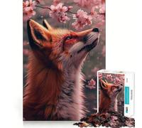 Rompecabezas Red Fox Cherry Blossom de 1000 Piezas para Adolescentes, Juego de lógica, Tiempo de Aprendizaje, Pieza de colección de Arte de Corte preciso (38x26cm)