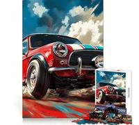 Rompecabezas Red Mini Cooper Racing Art para Adultos, 1000 Piezas, Grupo de Habilidad Mental, Joy Quality Edge Art Collection Piece (38x52cm)