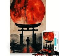 Rompecabezas Red Moon Gate Samurai para Adultos, 1000 Piezas, Mejora la Memoria, Divertido Montaje de imágenes, Arte Coleccionable (38x52cm)