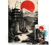 Rompecabezas Red Moon Japan de 1000 Piezas para Adolescentes Juguete para ejercitar la Mente Juego de Mesa en Grupo Arte y Montaje Regalo clásico (38x26cm)