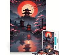Rompecabezas Red Moon Japan de 1000 Piezas para Adolescentes Juguete para ejercitar la Mente Juego de Mesa en Grupo Arte y Montaje Regalo clásico (38x26cm)