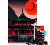 Rompecabezas Red Moon Japan de 1000 Piezas para Adolescentes Mejora la Memoria Diseño Tranquilo y Relajante Regalo (38x52cm)