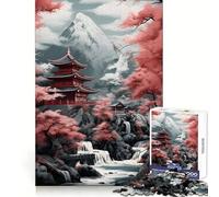 Rompecabezas Red Moon Japan para Adultos, 1000 Piezas, para desarrollar la Mente, colección Joy Edge Art (38x52cm)
