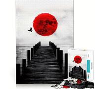 Rompecabezas Red Moon Pier de 1000 Piezas para Adultos Juguete Inteligente para el hogar Corte Suave Sorpresa navideña (50x75cm)