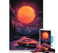 Rompecabezas Red Moon Road Trip de 1000 Piezas para Adultos Juguete Inteligente para el hogar Corte Suave Sorpresa navideña (38x52cm)