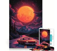 Rompecabezas Red Moon Road Trip para Adultos, 1000 Piezas, para ejercitar la Mente, con Bordes precisos, de la colección Art (50x75cm)