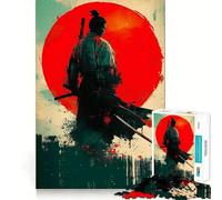 Rompecabezas Red Moon Samurai de 1000 Piezas para Adolescentes, Juego Inteligente para Jugar en Grupo, Imagen para armar, decoración de Pared (38x52cm)
