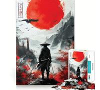 Rompecabezas Red Moon Samurai de 1000 Piezas para Adolescentes, Juguete de lógica, Divertido y silencioso, Corte Suave, Regalo Encantador (38x26cm)