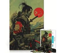 Rompecabezas Red Moon Samurai de 1000 Piezas para Adultos, Juguete de lógica Fina, Tiempo Libre, Arte de Bordes limpios, Coleccionable (38x26cm)