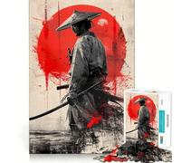 Rompecabezas Red Moon Samurai Spirit de 1000 Piezas para Adolescentes Mejora la Memoria Ideal para Relajarse Bordes precisos Regalo Elegante (38x26cm)