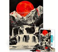 Rompecabezas Red Moon Water Mountain para Adultos, 1000 Piezas, Mejora la Memoria, Divertido Montaje de imágenes, Arte Coleccionable (38x52cm)