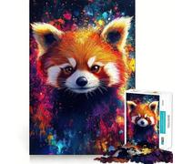 Rompecabezas Red Panda Splash Art de 1000 Piezas para Adultos Juego Mental Pasatiempo en casa Bordes limpios Un Regalo Encantador (50x75cm)