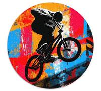 Rompecabezas redondo 1000 piezas Acción BMX Estilo Arte Urbano Street Rompecabezas colorido, divertido, estimulante y cautivador para adultos Perfecto para decoración de interiores y regalos 1000