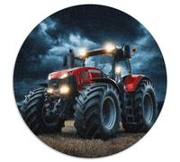 Rompecabezas Redondo 1000 piezas Escena Nocturna Tractor Rojo Material Agrícola Dramático Rompecabezas Relajación Juegos para Adultos 1000 piezas (67,5x67,5cm)
