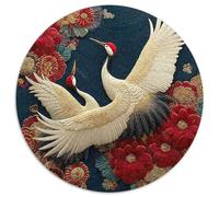 Rompecabezas redondo 1000 piezas grúas elegantes estilo arte floral asiático rompecabezas imposible regalo creativo para adolescentes y adultos 1000 piezas (67,5 x 67,5 cm)