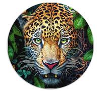 Rompecabezas redondo 1000 piezas Jaguar psicodélico Borde de bosque tropical Juego de rompecabezas perfecto para decoración de interiores y regalos 1000 piezas (67,5x67,5cm)