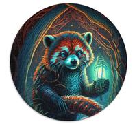 Rompecabezas Redondo de 1000 Piezas, Adultos,con diseño de Astronauta y Panda Rojo Rompecabezas Imposible,Ideal para la educación,la Inteligencia y la diversión Familiar