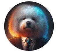 Rompecabezas Redondo de 1000 Piezas Boss Bichon Frise para Adultos. Diseño intrincado para Adolescentes. Decoración DIY y diversión para estimular el Cerebro. 67,5 x 67,5 cm.