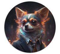 Rompecabezas Redondo de 1000 Piezas Boss Chihuahua. Rompecabezas de 1000 Piezas divertirse en Familia en Navidad, Acción de Gracias, cumpleaños y Pascua. 67,5 x 67,5 cm.